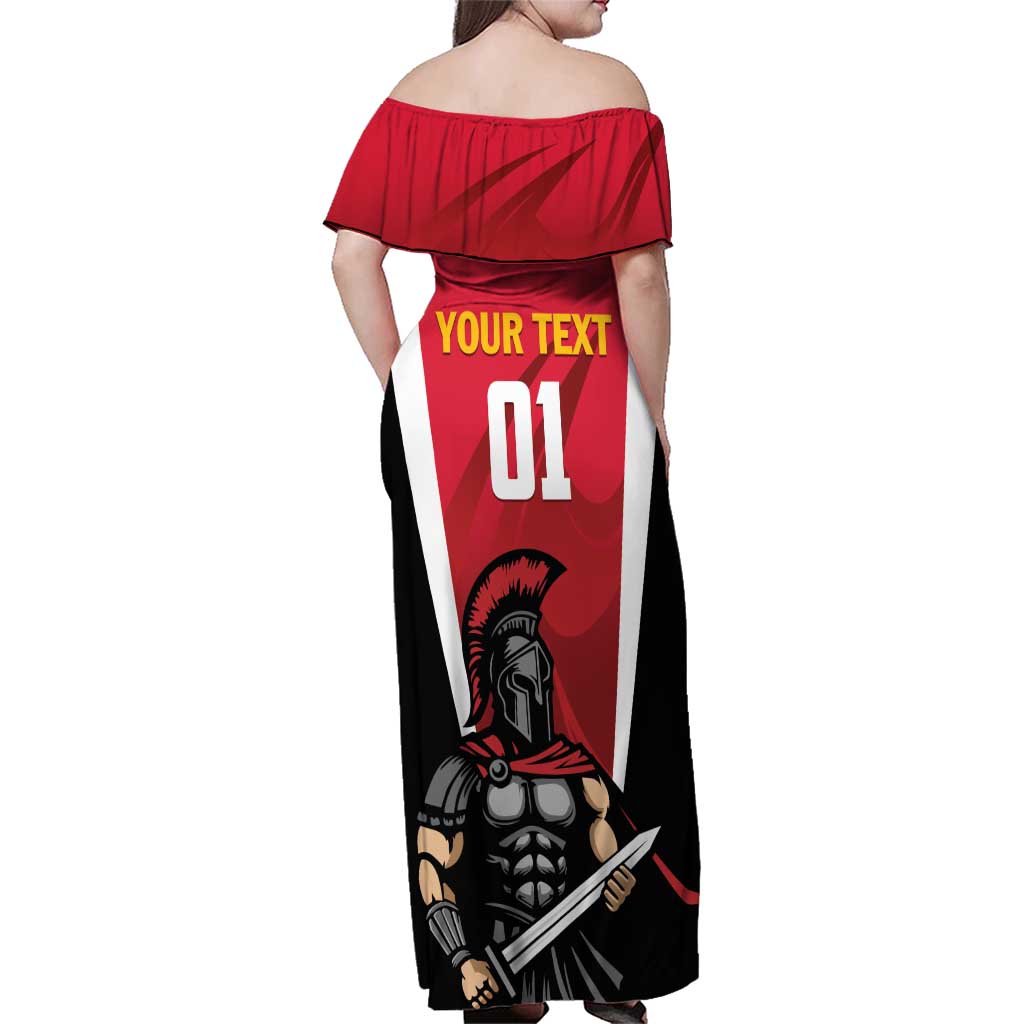 Custom Trinidad and Tobago Cricket Knight Riders Family Matching Off Shoulder Maxi Dress and Hawaiian Shirt Trinbago Wave The Red - Wonder Print Shop