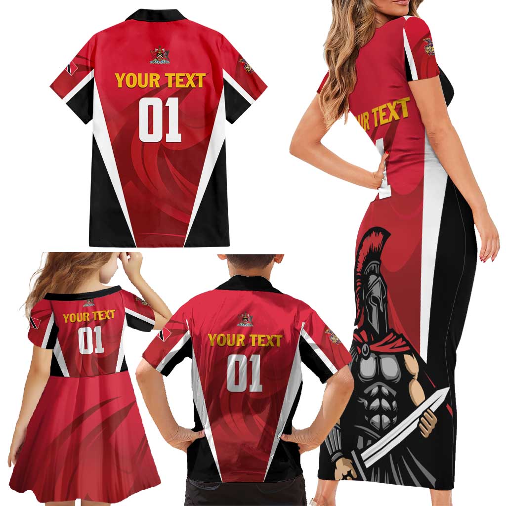 Custom Trinidad and Tobago Cricket Knight Riders Family Matching Short Sleeve Bodycon Dress and Hawaiian Shirt Trinbago Wave The Red - Wonder Print Shop