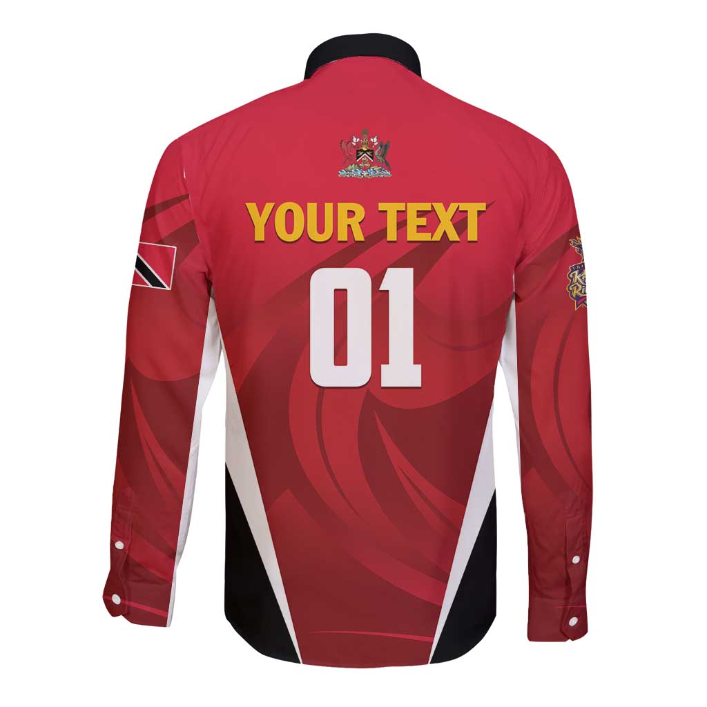 Custom Trinidad and Tobago Cricket Knight Riders Long Sleeve Button Shirt Trinbago Wave The Red - Wonder Print Shop
