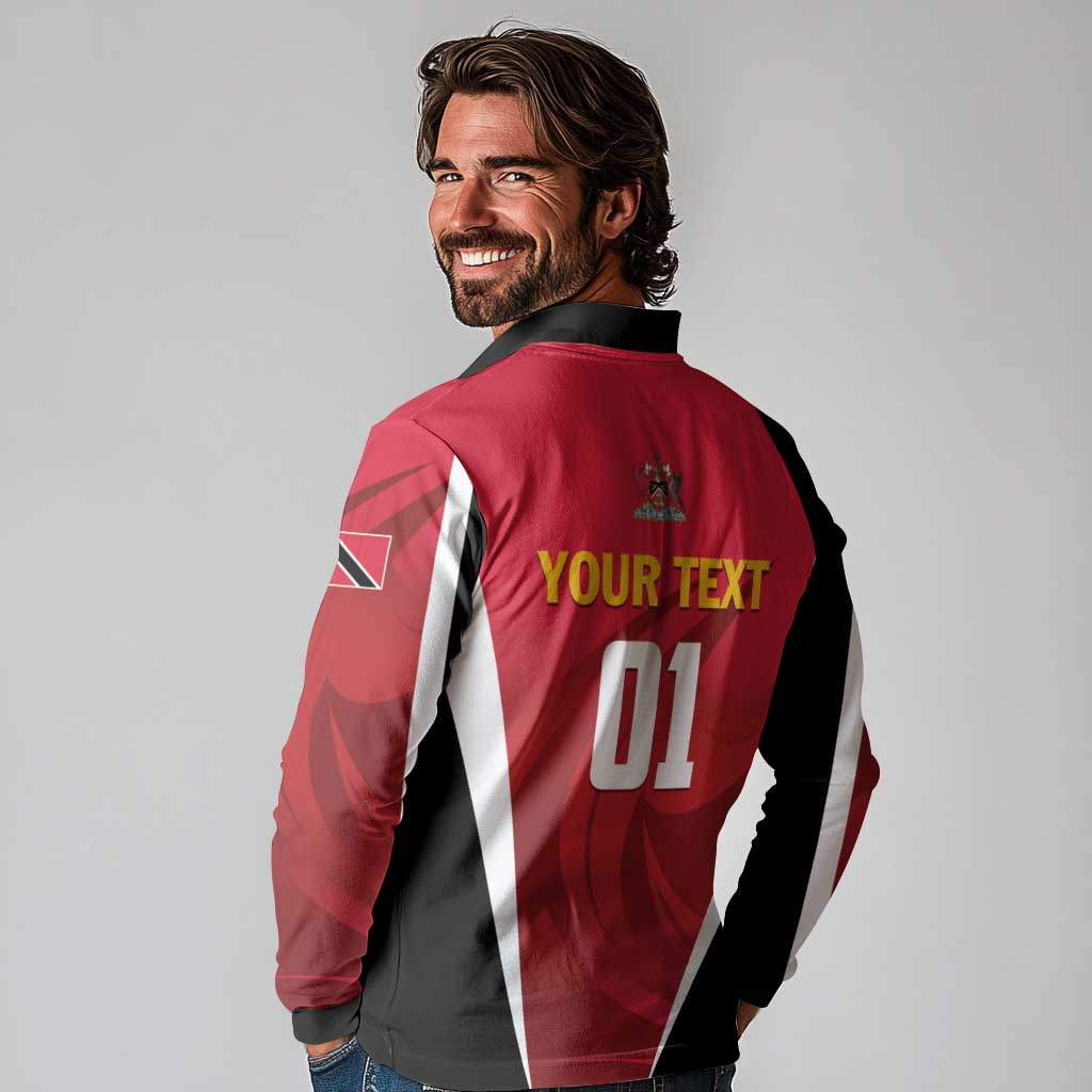 Custom Trinidad and Tobago Cricket Knight Riders Long Sleeve Polo Shirt Trinbago Wave The Red - Wonder Print Shop