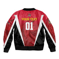 Custom Trinidad and Tobago Cricket Knight Riders Sleeve Zip Bomber Jacket Trinbago Wave The Red - Wonder Print Shop