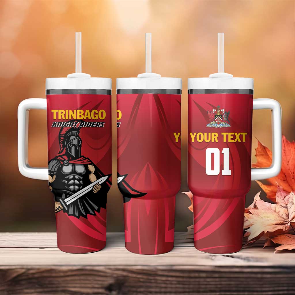 Custom Trinidad and Tobago Cricket Knight Riders Tumbler With Handle Trinbago Wave The Red - Wonder Print Shop