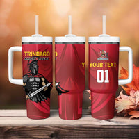 Custom Trinidad and Tobago Cricket Knight Riders Tumbler With Handle Trinbago Wave The Red - Wonder Print Shop