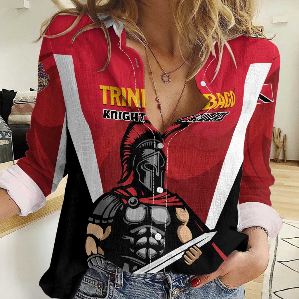 Custom Trinidad and Tobago Cricket Knight Riders Women Casual Shirt Trinbago Wave The Red - Wonder Print Shop