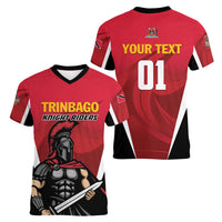Custom Trinidad and Tobago Cricket Knight Riders Women V-Neck T-Shirt Trinbago Wave The Red - Wonder Print Shop