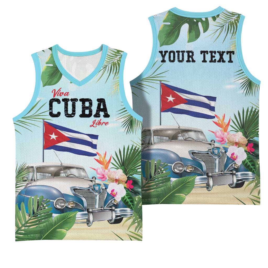 Personalized Viva Cuba Libre Basketball Jersey Libre Car Tropical Style - Wonder Print Shop