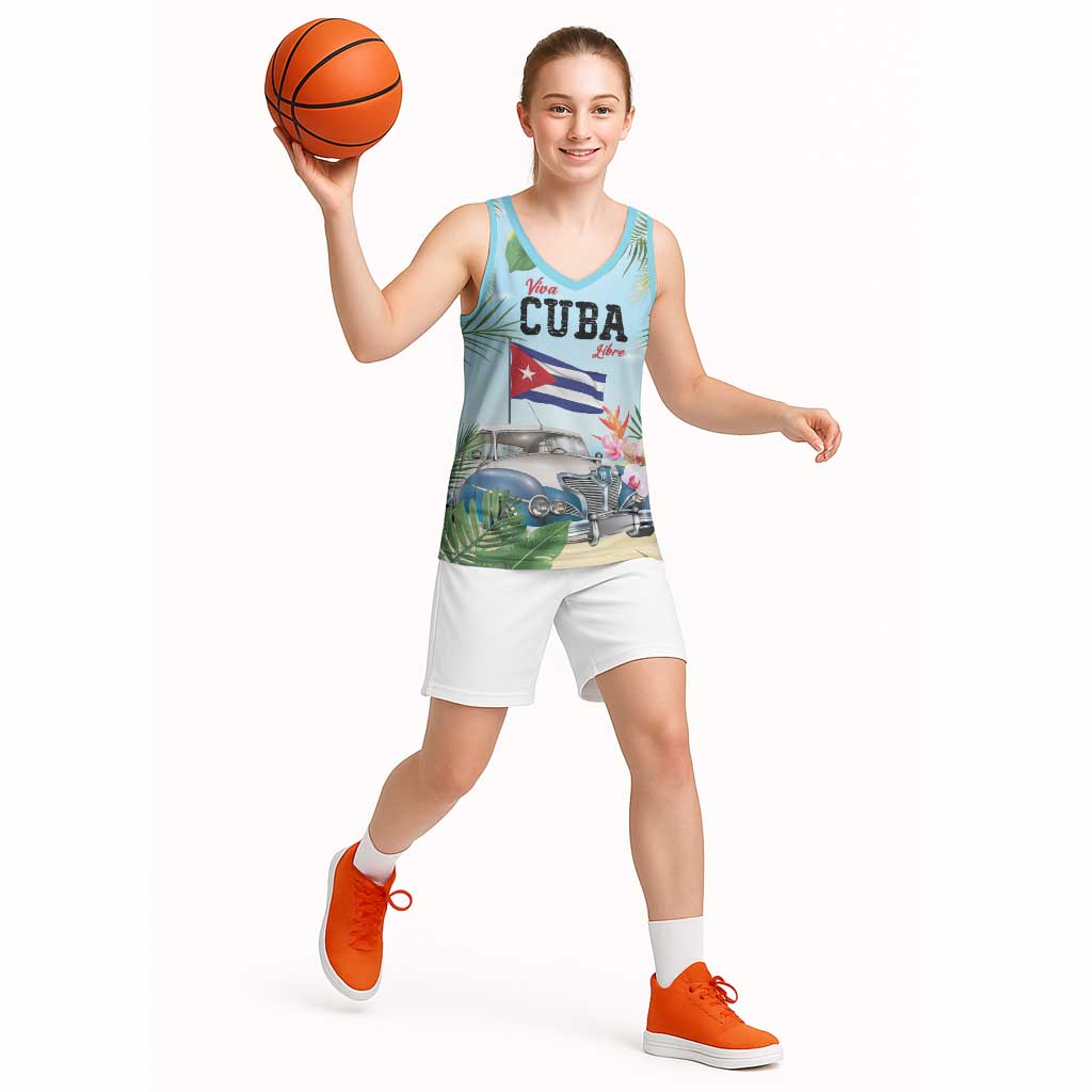 Personalized Viva Cuba Libre Basketball Jersey Libre Car Tropical Style - Wonder Print Shop