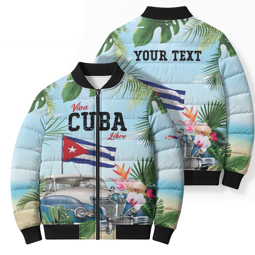 Personalized Viva Cuba Libre Bomber Puffer Jacket Libre Car Tropical Style - Wonder Print Shop