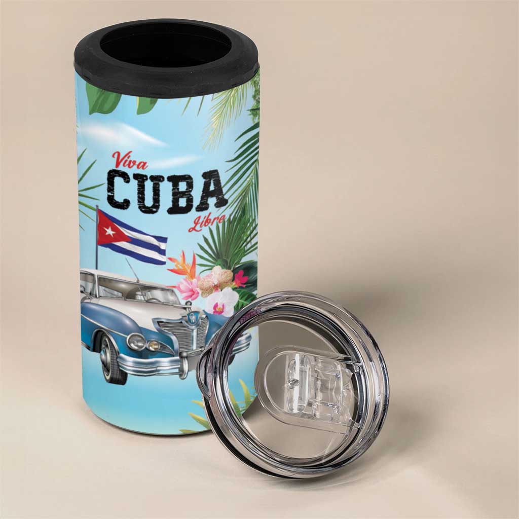 Personalized Viva Cuba Libre 4 in 1 Can Cooler Tumbler Libre Car Tropical Style - Wonder Print Shop