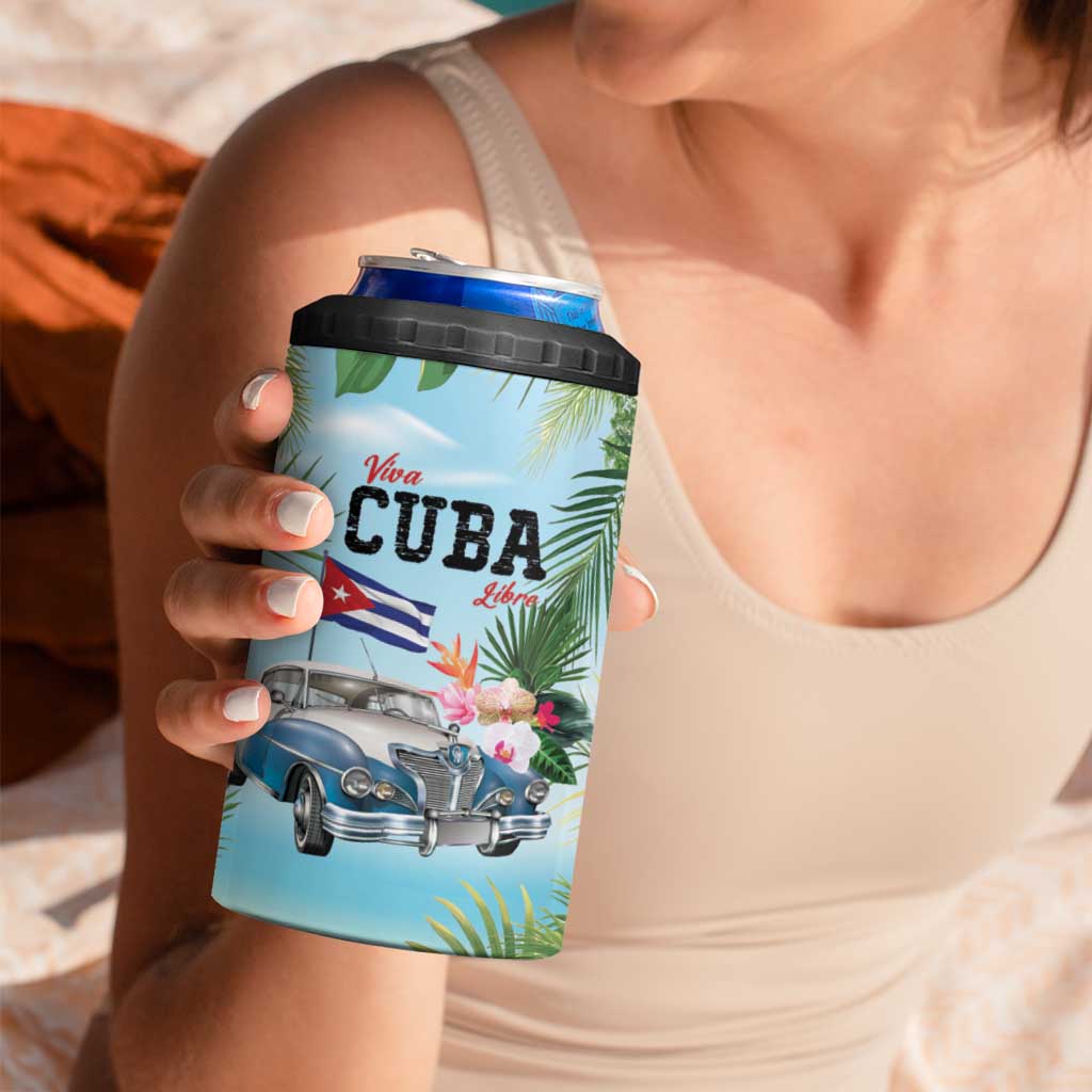 Personalized Viva Cuba Libre 4 in 1 Can Cooler Tumbler Libre Car Tropical Style - Wonder Print Shop
