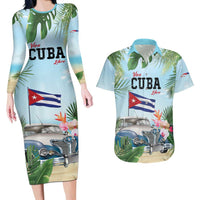 Personalized Viva Cuba Libre Couples Matching Long Sleeve Bodycon Dress and Hawaiian Shirt Libre Car Tropical Style - Wonder Print Shop