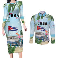 Personalized Viva Cuba Libre Couples Matching Long Sleeve Bodycon Dress and Long Sleeve Button Shirt Libre Car Tropical Style - Wonder Print Shop