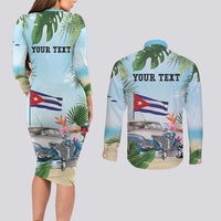 Personalized Viva Cuba Libre Couples Matching Long Sleeve Bodycon Dress and Long Sleeve Button Shirt Libre Car Tropical Style - Wonder Print Shop