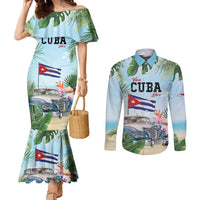 Personalized Viva Cuba Libre Couples Matching Mermaid Dress and Long Sleeve Button Shirt Libre Car Tropical Style - Wonder Print Shop
