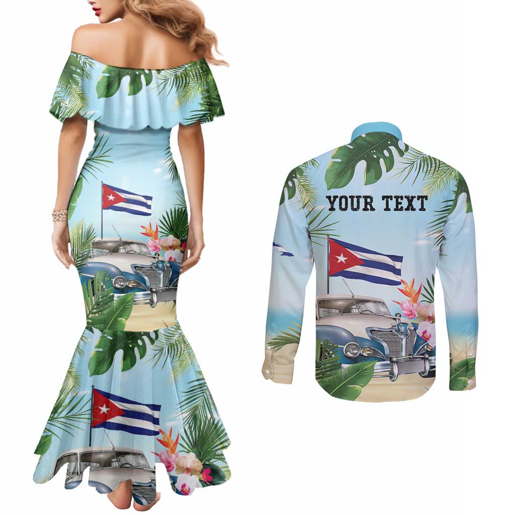 Personalized Viva Cuba Libre Couples Matching Mermaid Dress and Long Sleeve Button Shirt Libre Car Tropical Style - Wonder Print Shop