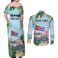 Personalized Viva Cuba Libre Couples Matching Off Shoulder Maxi Dress and Long Sleeve Button Shirt Libre Car Tropical Style - Wonder Print Shop
