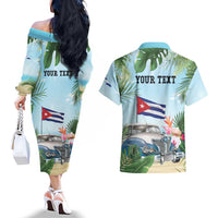 Personalized Viva Cuba Libre Couples Matching Off The Shoulder Long Sleeve Dress and Hawaiian Shirt Libre Car Tropical Style - Wonder Print Shop