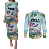 Personalized Viva Cuba Libre Couples Matching Puletasi and Long Sleeve Button Shirt Libre Car Tropical Style - Wonder Print Shop