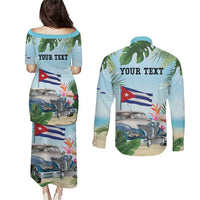 Personalized Viva Cuba Libre Couples Matching Puletasi and Long Sleeve Button Shirt Libre Car Tropical Style - Wonder Print Shop