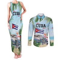 Personalized Viva Cuba Libre Couples Matching Tank Maxi Dress and Long Sleeve Button Shirt Libre Car Tropical Style - Wonder Print Shop