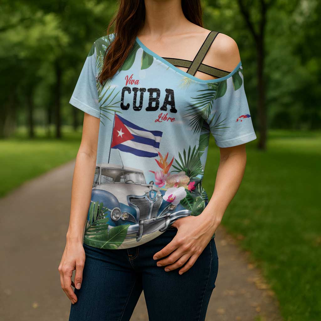 Personalized Viva Cuba Libre Cross Shoulder Shirt Libre Car Tropical Style - Wonder Print Shop