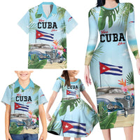 Personalized Viva Cuba Libre Family Matching Long Sleeve Bodycon Dress and Hawaiian Shirt Libre Car Tropical Style - Wonder Print Shop