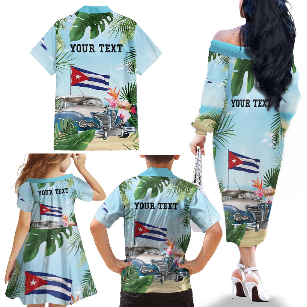 Personalized Viva Cuba Libre Family Matching Off The Shoulder Long Sleeve Dress and Hawaiian Shirt Libre Car Tropical Style - Wonder Print Shop