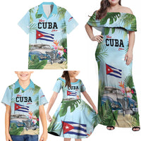 Personalized Viva Cuba Libre Family Matching Off Shoulder Maxi Dress and Hawaiian Shirt Libre Car Tropical Style - Wonder Print Shop