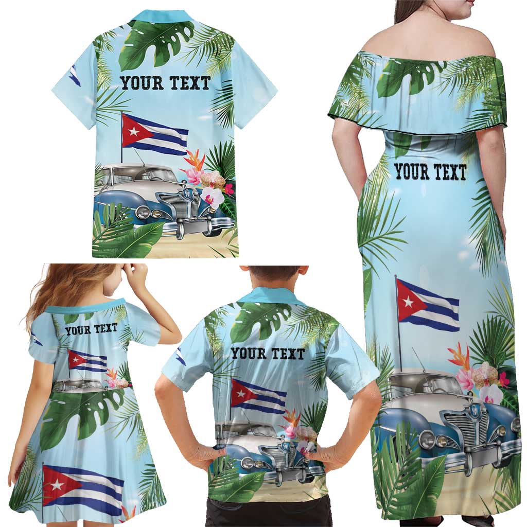 Personalized Viva Cuba Libre Family Matching Off Shoulder Maxi Dress and Hawaiian Shirt Libre Car Tropical Style - Wonder Print Shop