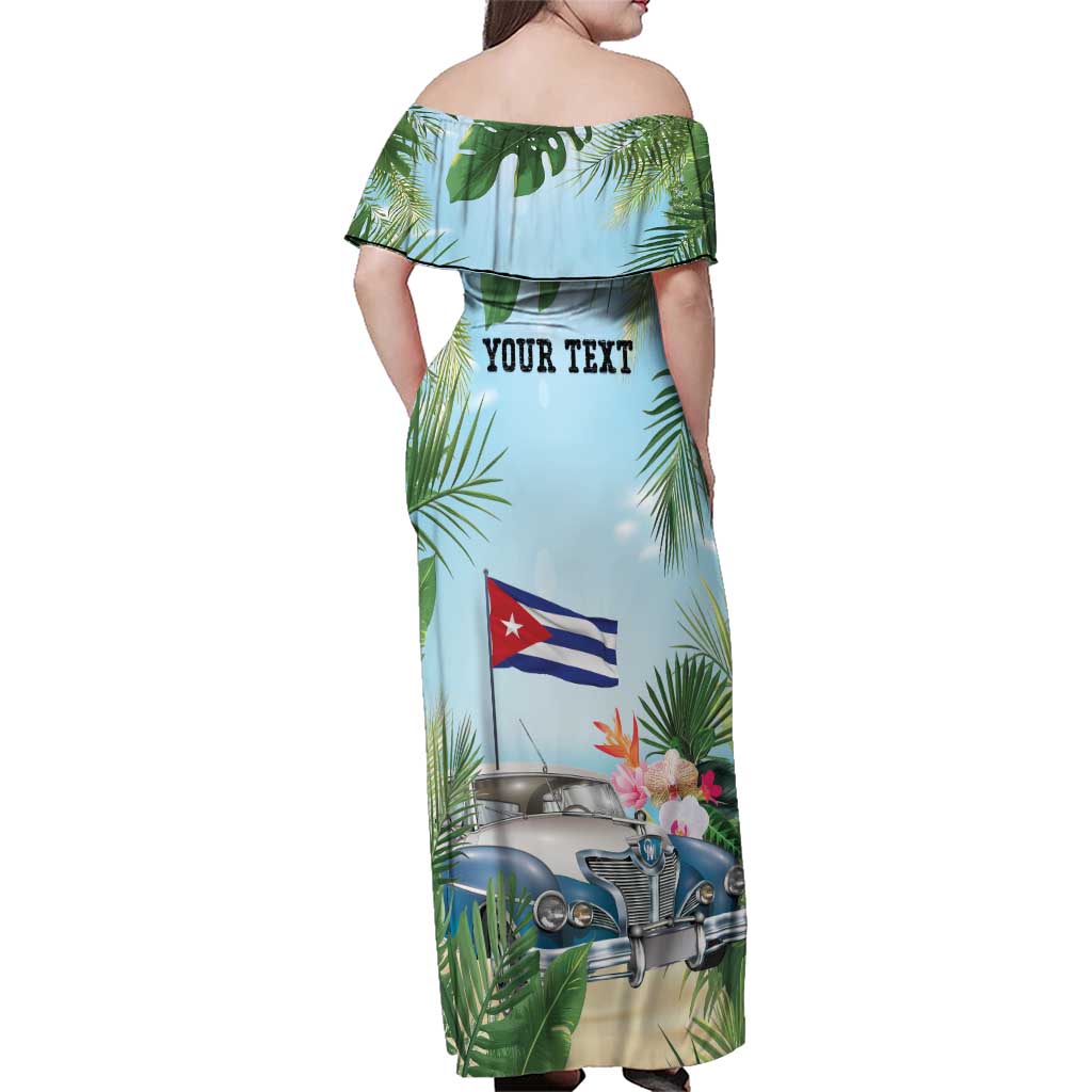 Personalized Viva Cuba Libre Family Matching Off Shoulder Maxi Dress and Hawaiian Shirt Libre Car Tropical Style - Wonder Print Shop