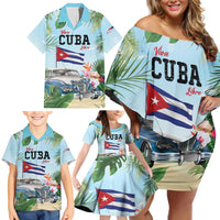 Personalized Viva Cuba Libre Family Matching Off Shoulder Short Dress and Hawaiian Shirt Libre Car Tropical Style - Wonder Print Shop