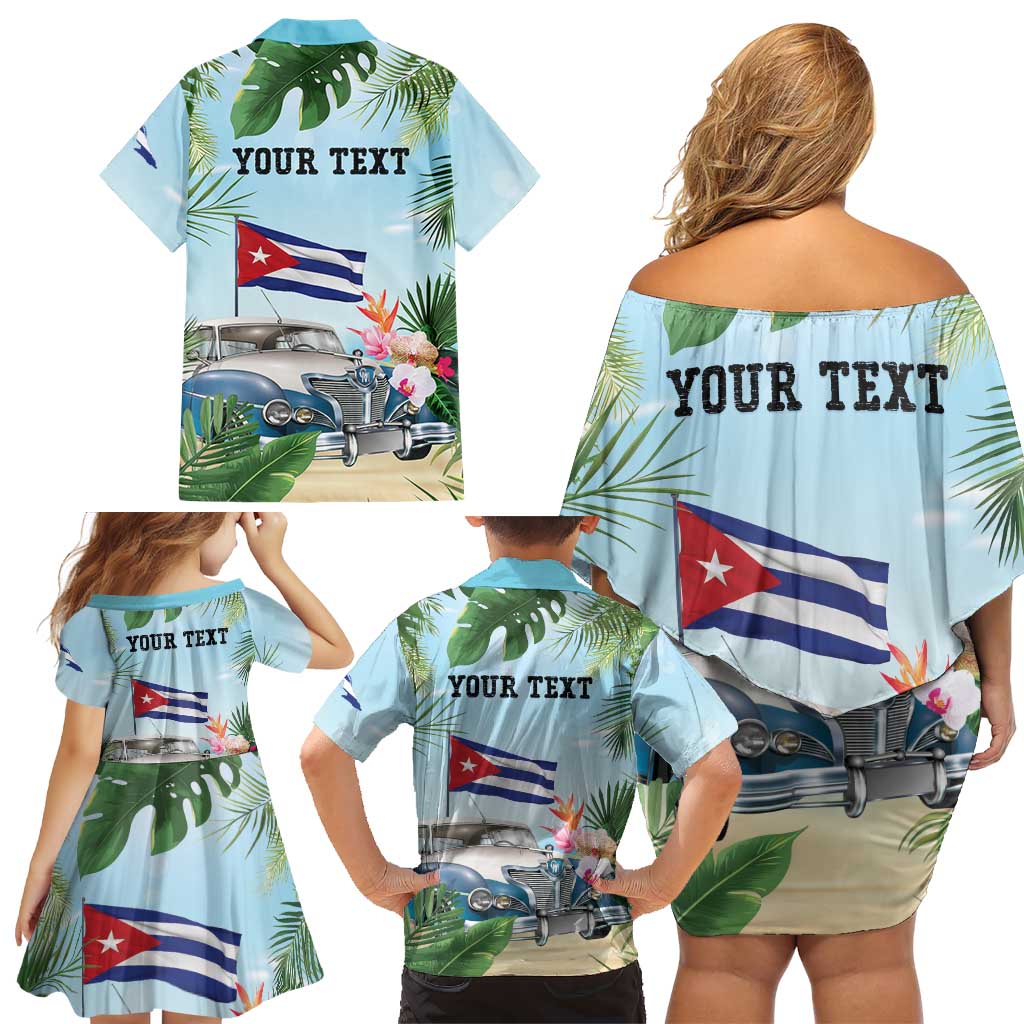 Personalized Viva Cuba Libre Family Matching Off Shoulder Short Dress and Hawaiian Shirt Libre Car Tropical Style - Wonder Print Shop