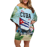 Personalized Viva Cuba Libre Family Matching Off Shoulder Short Dress and Hawaiian Shirt Libre Car Tropical Style - Wonder Print Shop