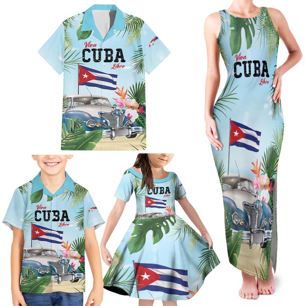 Personalized Viva Cuba Libre Family Matching Tank Maxi Dress and Hawaiian Shirt Libre Car Tropical Style - Wonder Print Shop