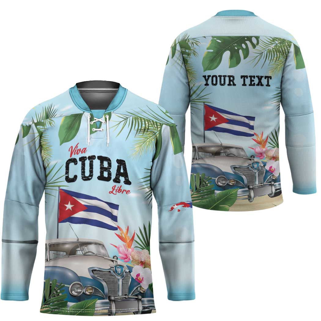 Personalized Viva Cuba Libre Hockey Jersey Libre Car Tropical Style - Wonder Print Shop