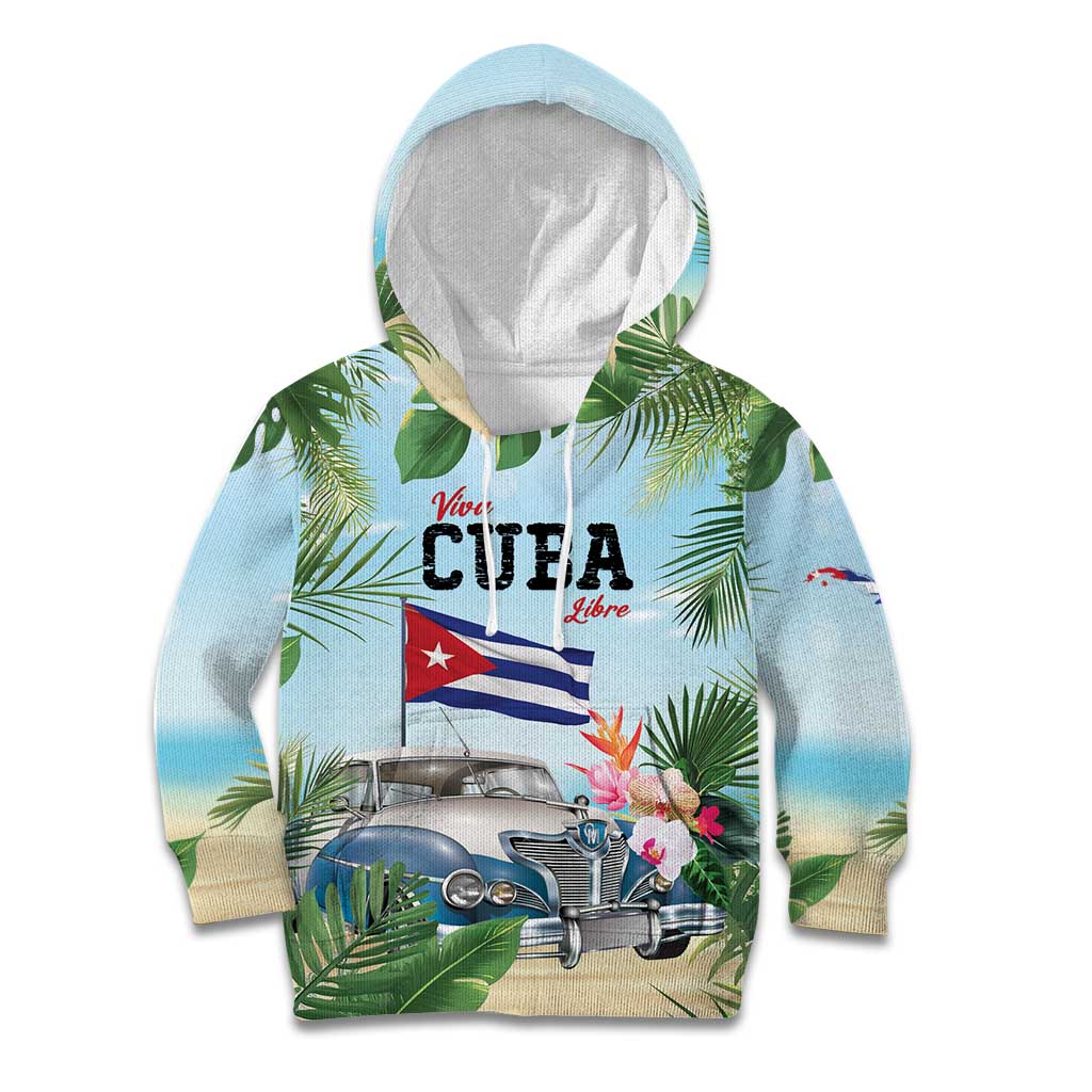 Personalized Viva Cuba Libre Kid Hoodie Libre Car Tropical Style - Wonder Print Shop