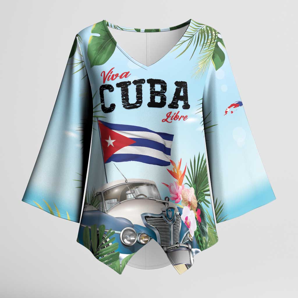 Personalized Viva Cuba Libre Kimono Sleeve Blouse Libre Car Tropical Style - Wonder Print Shop