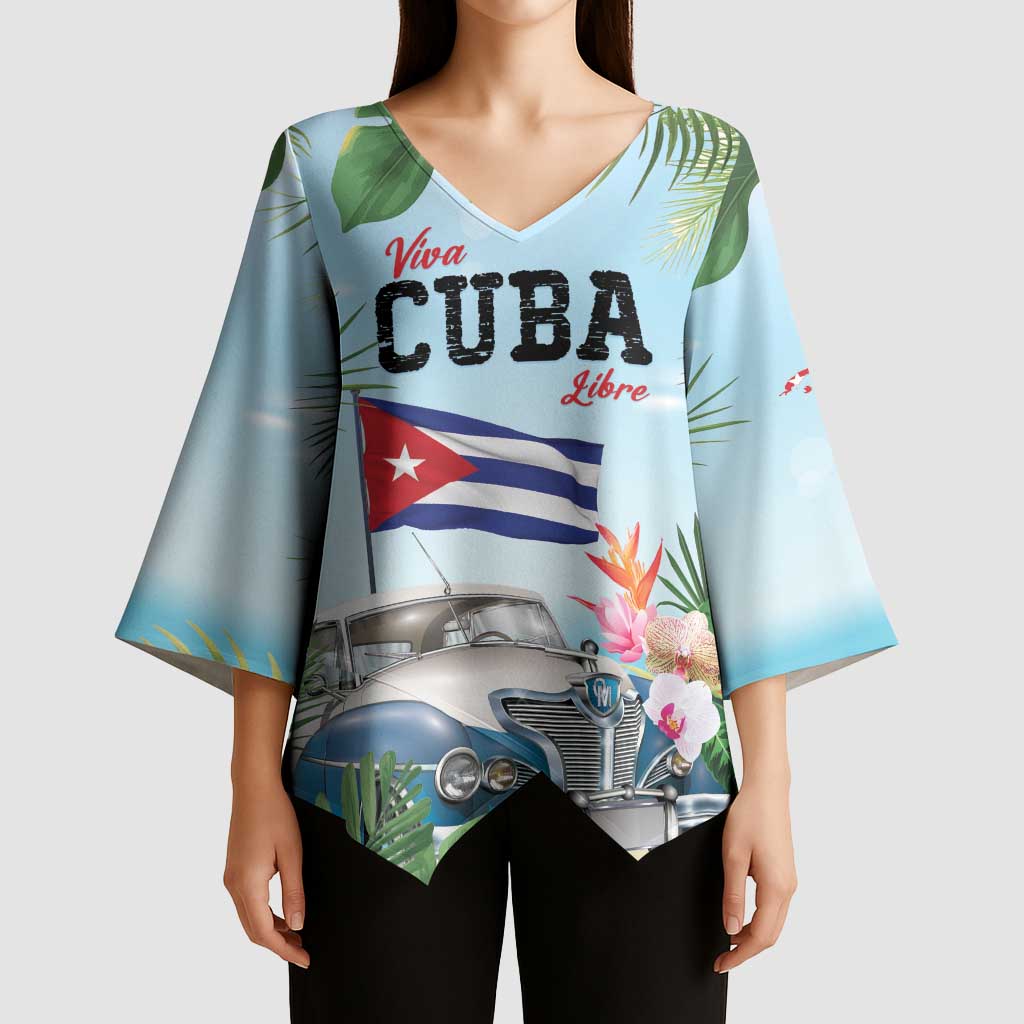 Personalized Viva Cuba Libre Kimono Sleeve Blouse Libre Car Tropical Style - Wonder Print Shop