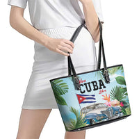 Viva Cuba Libre Leather Tote Bag Libre Car Tropical Style - Wonder Print Shop