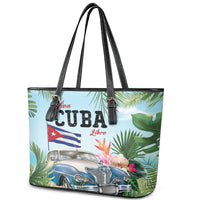 Viva Cuba Libre Leather Tote Bag Libre Car Tropical Style - Wonder Print Shop
