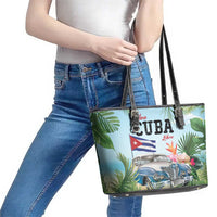 Viva Cuba Libre Leather Tote Bag Libre Car Tropical Style - Wonder Print Shop