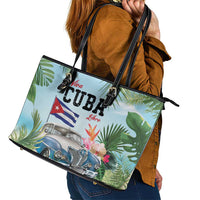 Viva Cuba Libre Leather Tote Bag Libre Car Tropical Style - Wonder Print Shop