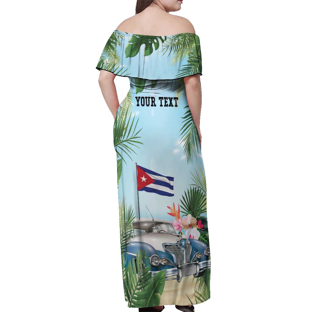 Personalized Viva Cuba Libre Off Shoulder Maxi Dress Libre Car Tropical Style - Wonder Print Shop