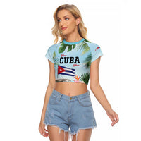 Personalized Viva Cuba Libre Raglan Cropped T Shirt Libre Car Tropical Style - Wonder Print Shop