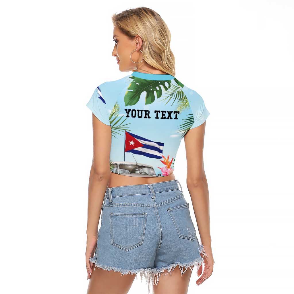 Personalized Viva Cuba Libre Raglan Cropped T Shirt Libre Car Tropical Style - Wonder Print Shop
