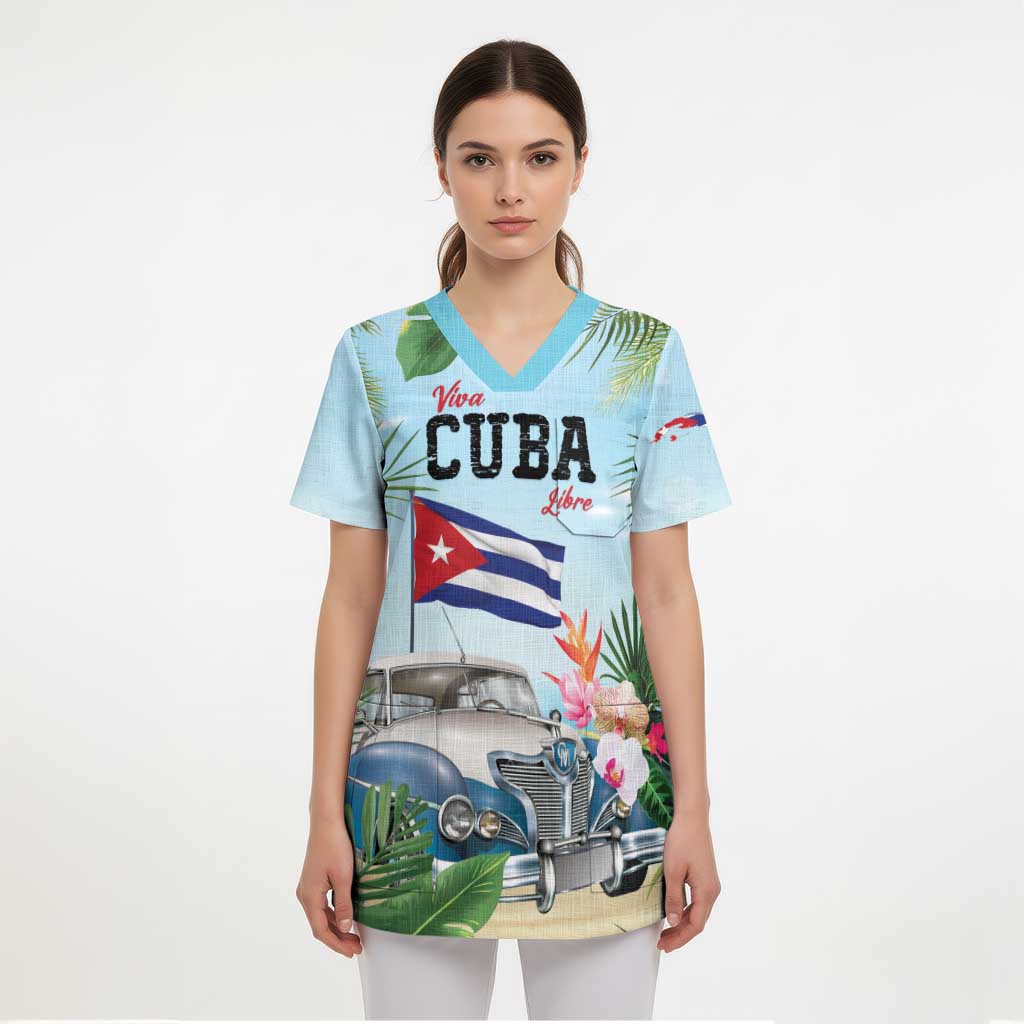 Personalized Viva Cuba Libre Scrub Top Libre Car Tropical Style - Wonder Print Shop