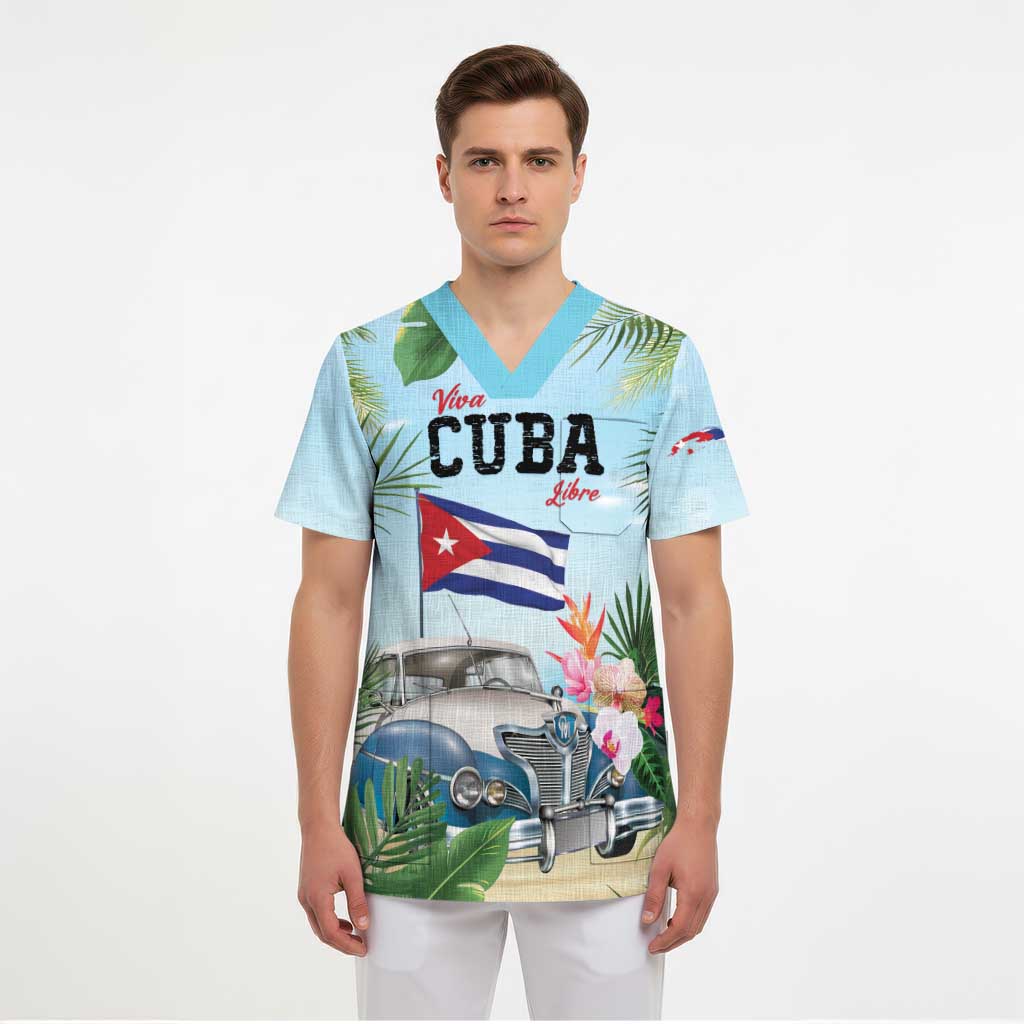 Personalized Viva Cuba Libre Scrub Top Libre Car Tropical Style - Wonder Print Shop