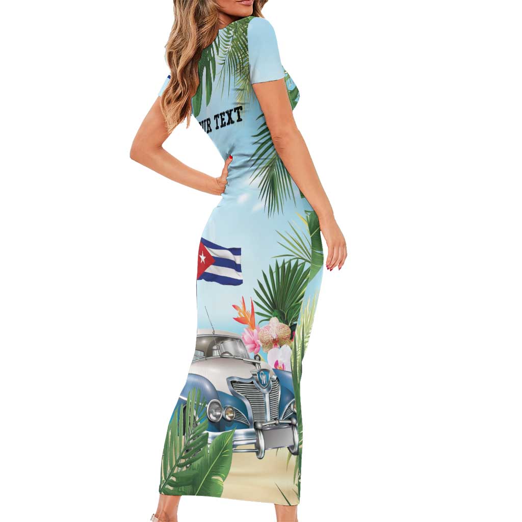 Personalized Viva Cuba Libre Short Sleeve Bodycon Dress Libre Car Tropical Style - Wonder Print Shop