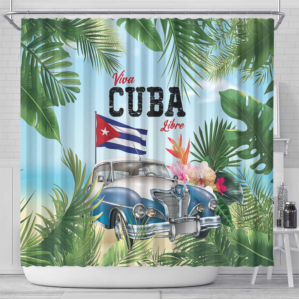 Viva Cuba Libre Shower Curtain Libre Car Tropical Style - Wonder Print Shop