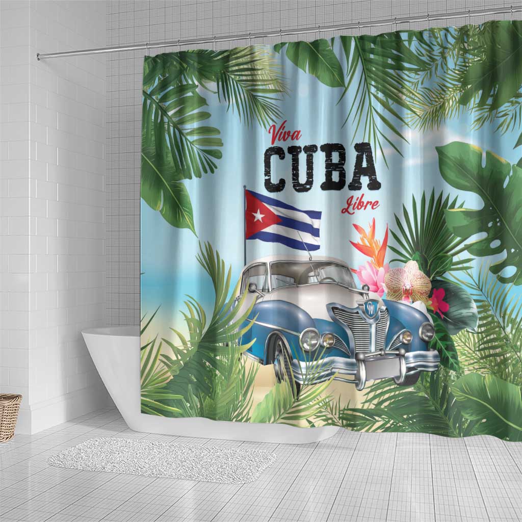 Viva Cuba Libre Shower Curtain Libre Car Tropical Style - Wonder Print Shop